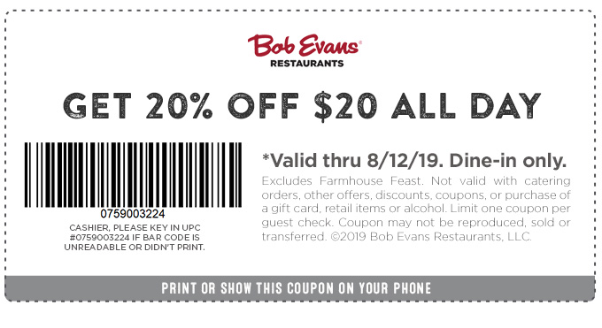 Bob Evans Coupons and Discounts